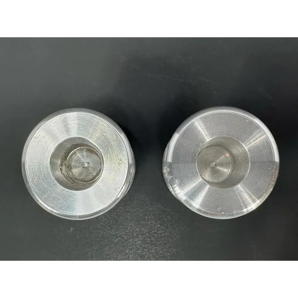 VTG Turned Aluminum Machine Age‎ Candlesticks Deco MCM Industrial Machinist Made